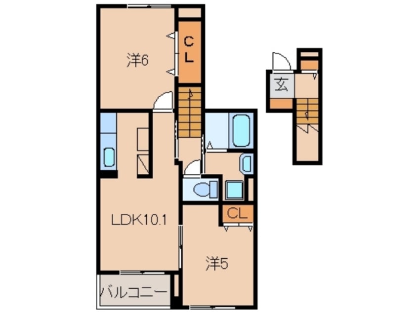 間取図 きのくに線・紀勢本線/黒江駅 徒歩19分 2階 築7年