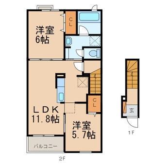 間取図 和歌山線/高野口駅 徒歩14分 2階 築3年