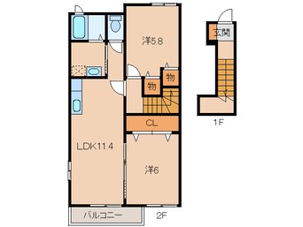 間取図 和歌山線/下井阪駅 徒歩20分 2階 築16年