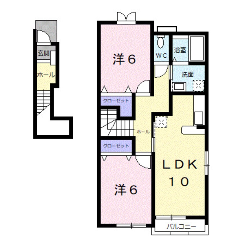 間取図 和歌山線/高野口駅 徒歩10分 2階 築18年