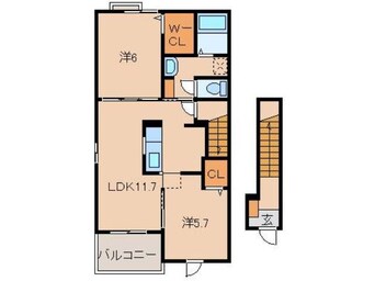 間取図 和歌山線/岩出駅 徒歩20分 2階 築6年