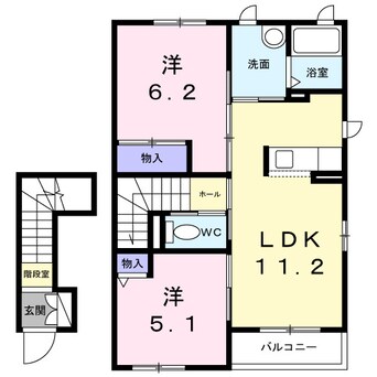 間取図 和歌山線/布施屋駅 徒歩8分 2階 築12年