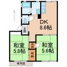 和歌山線/岩出駅 徒歩17分 1階 築36年 2DKの間取り