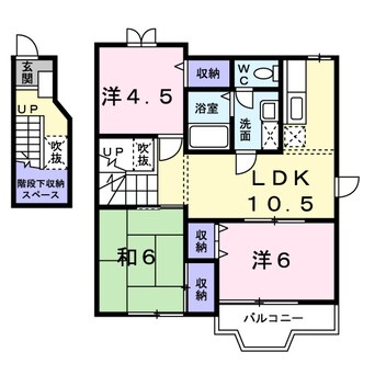 間取図 阪和線・羽衣線/六十谷駅 徒歩12分 2階 築25年