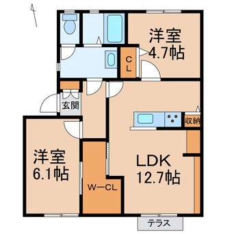 間取図 阪和線・羽衣線/紀伊駅 バス15分中迫下車:停歩5分 1階 築33年