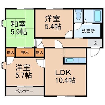 間取図 阪和線・羽衣線/六十谷駅 徒歩1分 2階 築32年