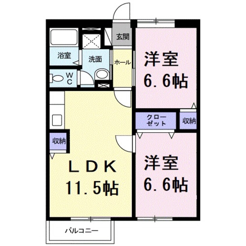 間取図 和歌山線/下兵庫駅 徒歩14分 2階 築26年