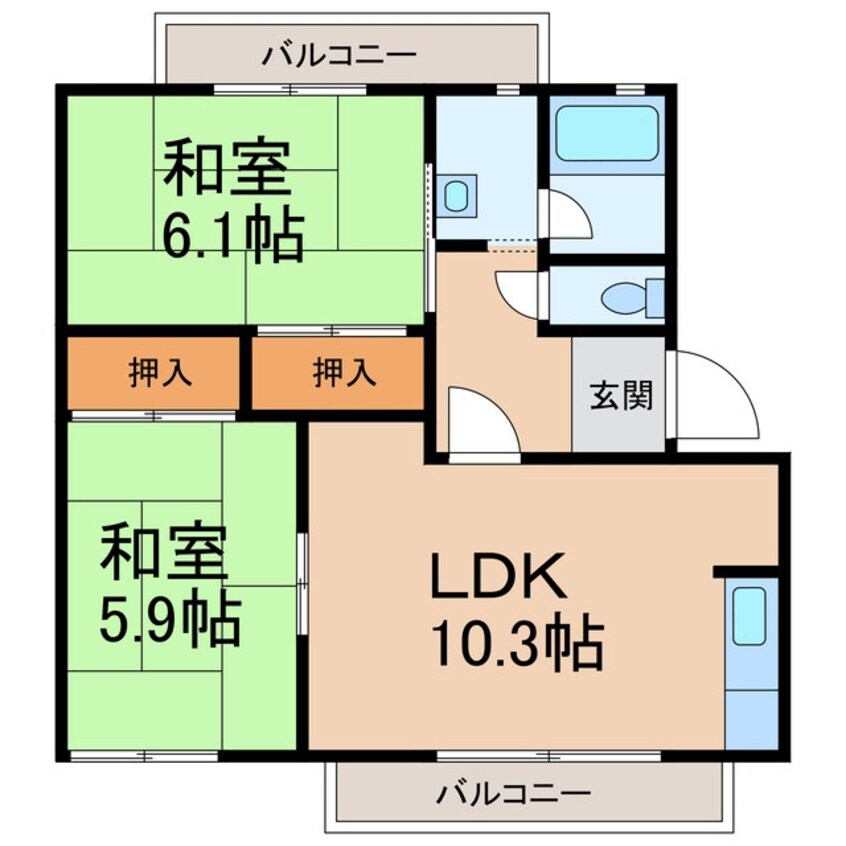 間取図 阪和線・羽衣線/紀伊駅 バス15分川尻下車:停歩12分 2階 築33年