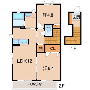 間取図 和歌山電鉄貴志川線/神前駅 徒歩14分 2階 築17年