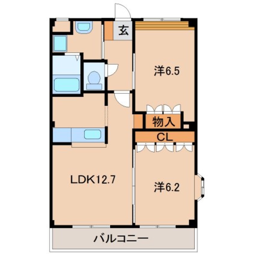 間取図 阪和線・羽衣線/紀伊中ノ島駅 徒歩6分 2階 築12年