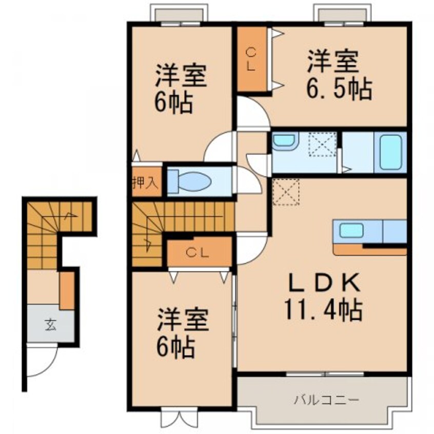 間取図 南海高野線/橋本駅 徒歩19分 2階 築18年