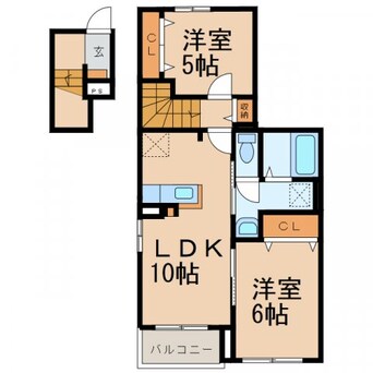 間取図 きのくに線・紀勢本線/黒江駅 バス17分浜の宮下車:停歩3分 2階 築3年