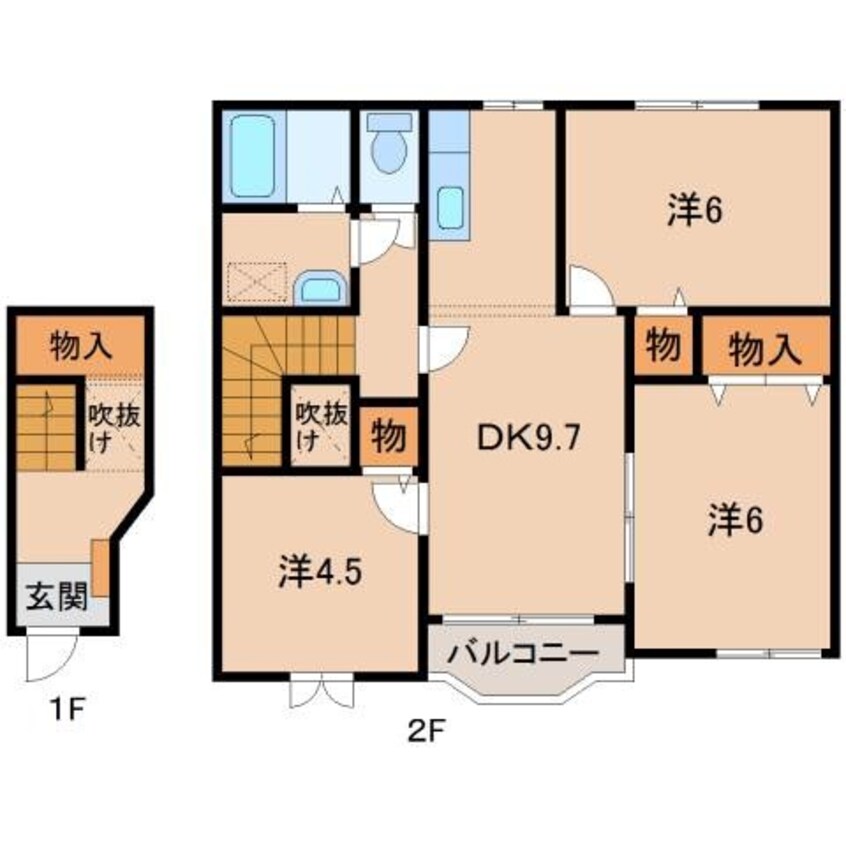 間取図 阪和線・羽衣線/紀伊中ノ島駅 徒歩17分 2階 築21年