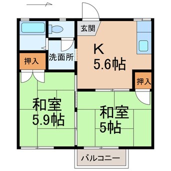 間取図 南海加太線/磯ノ浦駅 徒歩5分 2階 築38年