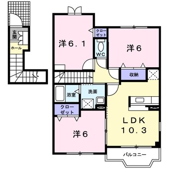 間取図 南海高野線/御幸辻駅 徒歩15分 2階 築19年