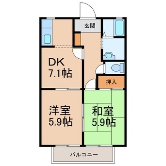 間取図 阪和線・羽衣線/和歌山駅 バス25分布引南下車:停歩5分 2階 築26年