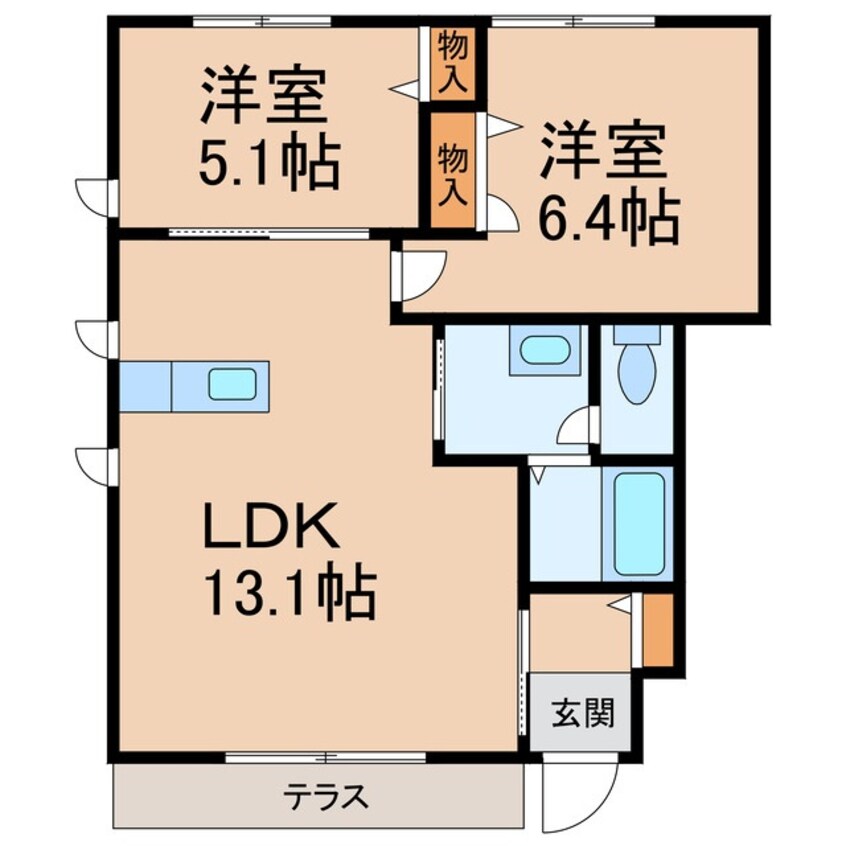 間取図 きのくに線・紀勢本線/紀三井寺駅 徒歩12分 1階 築18年