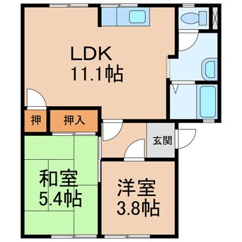 間取図 和歌山線/岩出駅 徒歩30分 1階 築34年