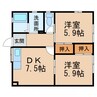 和歌山線/笠田駅 徒歩10分 1階 築31年 2DKの間取り