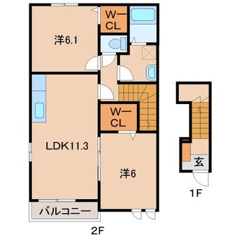 間取図 阪和線・羽衣線/紀伊駅 徒歩24分 2階 築13年