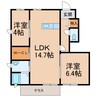 和歌山線/田井ノ瀬駅 徒歩4分 1階 築18年 2LDKの間取り