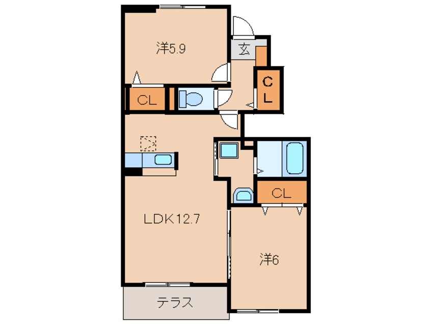 間取図 和歌山線/打田駅 徒歩8分 1階 築13年