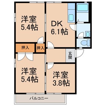 間取図 和歌山線/岩出駅 徒歩32分 2階 築27年