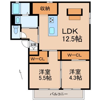 間取図 和歌山線/岩出駅 徒歩36分 2階 築22年