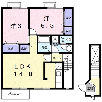 間取図 きのくに線・紀勢本線/宮前駅 徒歩15分 2階 築23年