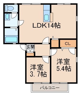 間取図 和歌山線/岩出駅 徒歩6分 2階 築30年
