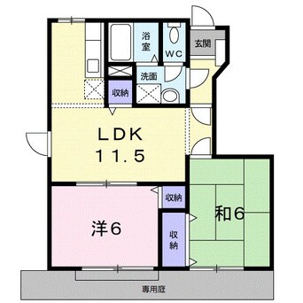 間取図 阪和線・羽衣線/六十谷駅 徒歩23分 1階 築24年