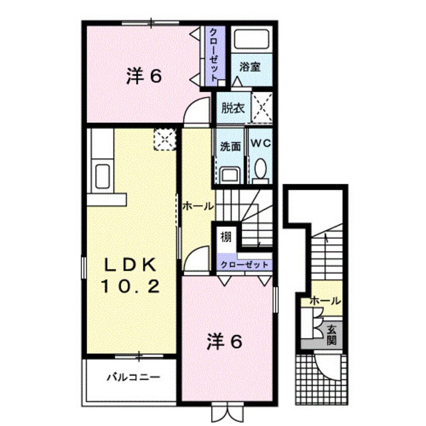 間取図 和歌山線/岩出駅 徒歩37分 2階 築18年