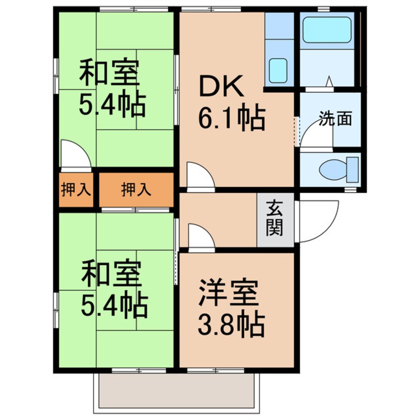 間取図 和歌山線/岩出駅 徒歩23分 2階 築32年