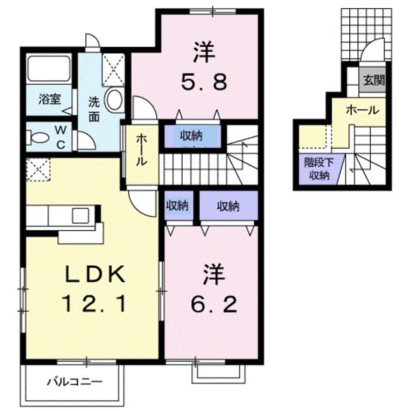 間取図 和歌山線/紀伊山田駅 徒歩13分 2階 築21年