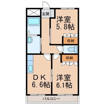 間取図 和歌山電鉄貴志川線/日前宮駅 徒歩7分 2階 築19年