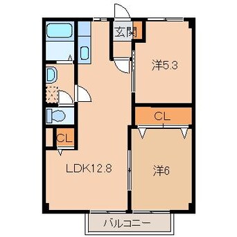 間取図 和歌山線/紀伊山田駅 徒歩5分 2階 築29年