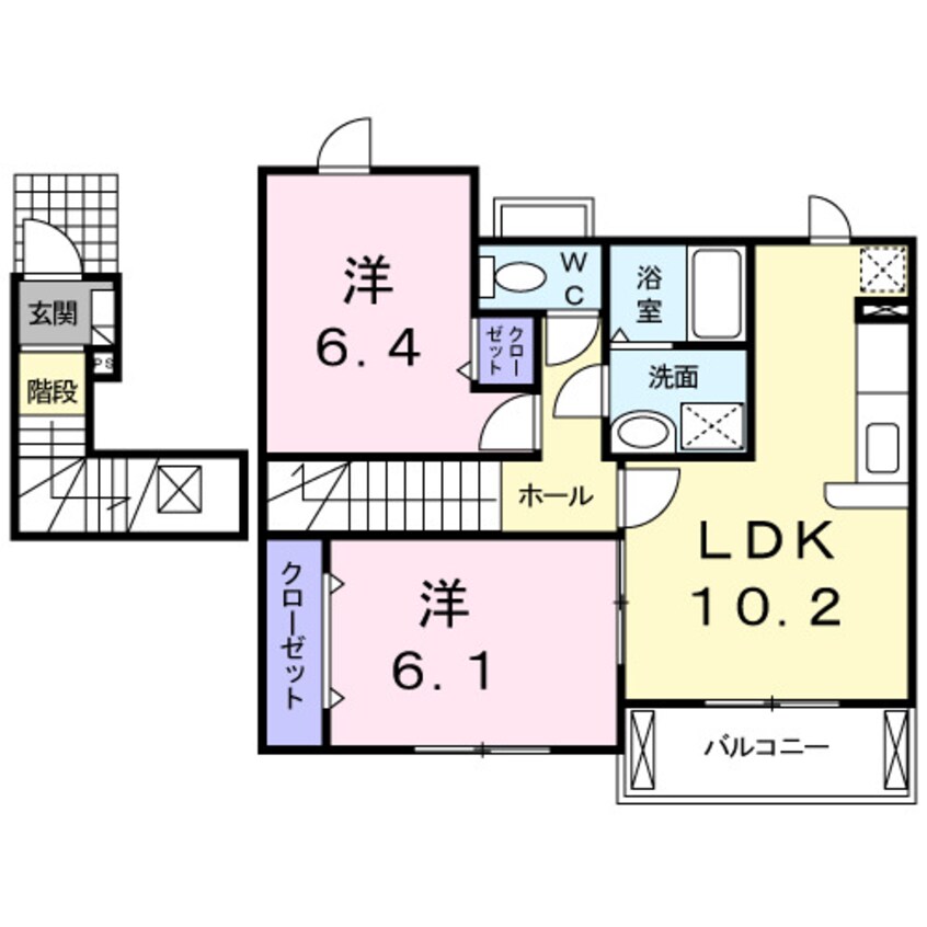 間取図 和歌山電鉄貴志川線/交通センター前駅 徒歩21分 2階 築16年