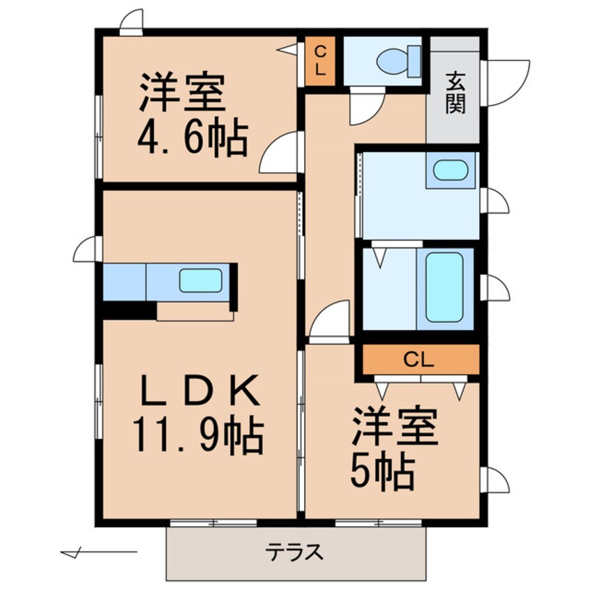 間取図 きのくに線・紀勢本線/下津駅 徒歩12分 1階 築13年