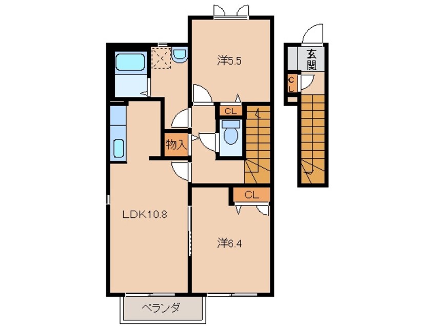 間取図 きのくに線・紀勢本線/紀三井寺駅 徒歩12分 2階 築20年