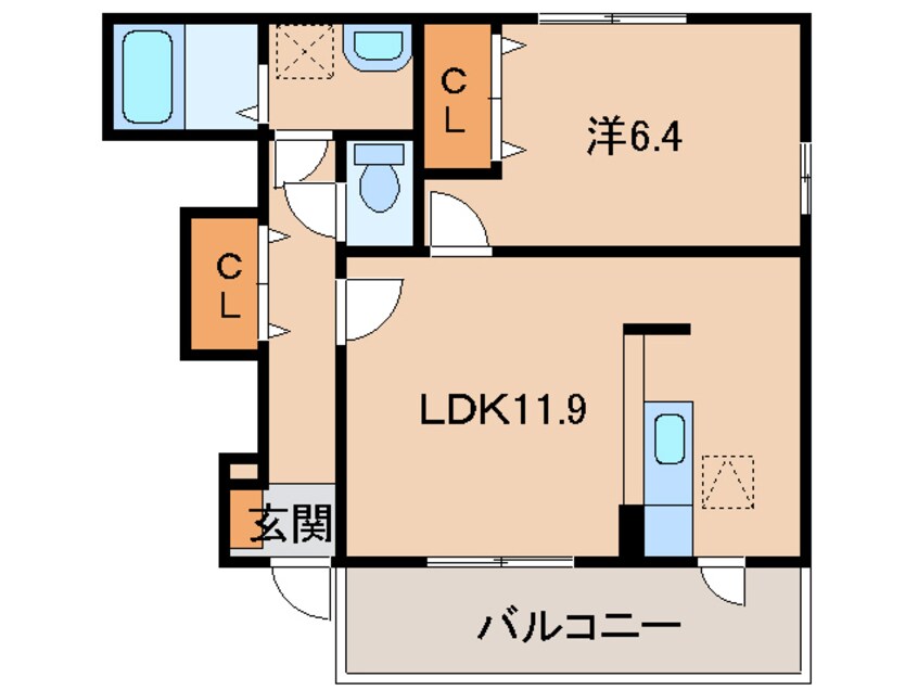 間取図 きのくに線・紀勢本線/黒江駅 徒歩15分 1階 築15年