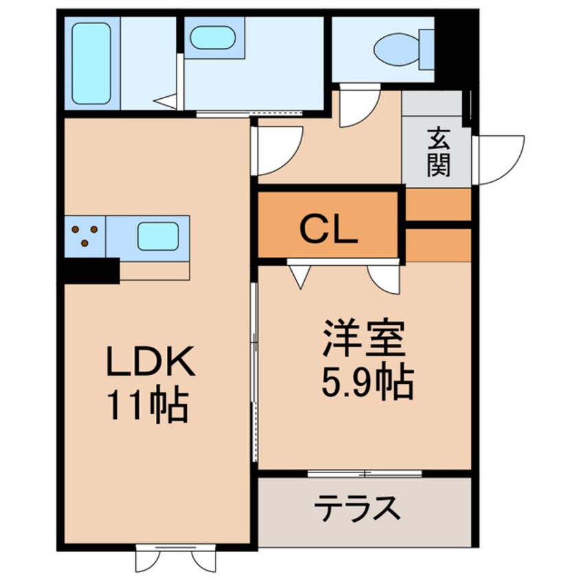 間取図 きのくに線・紀勢本線/和歌山市駅 バス18分小松原五丁目下車:停歩9分 1階 築1年