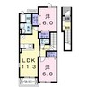 リエーヴル 2LDKの間取り