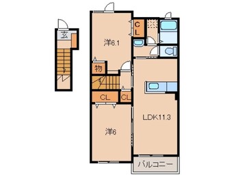 間取図 きのくに線・紀勢本線/黒江駅 徒歩11分 2階 築6年