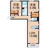 きのくに線・紀勢本線/箕島駅 徒歩14分 1階 築浅 2LDKの間取り