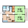 南海本線/和歌山市駅 バス:30分:停歩3分 2階 築32年 2DKの間取り