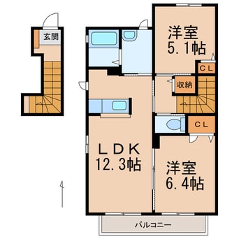 間取図 きのくに線・紀勢本線/紀三井寺駅 徒歩12分 2階 築14年