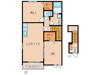 間取図 きのくに線・紀勢本線/藤並駅 徒歩6分 2階 築13年