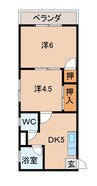 西小二里マンション 2DKの間取り