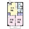 サンウェイ２１Ⅰ 2DKの間取り