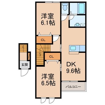 間取図 きのくに線・紀勢本線/紀伊宮原駅 徒歩22分 2階 築13年